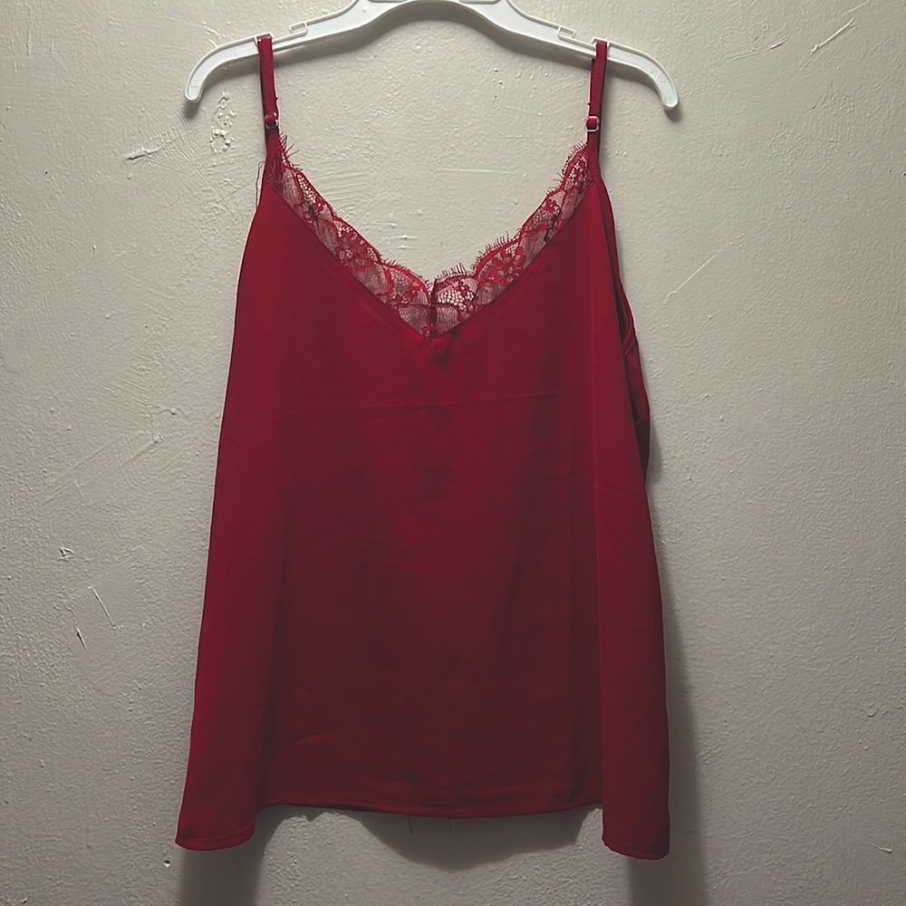 Red lace tank top